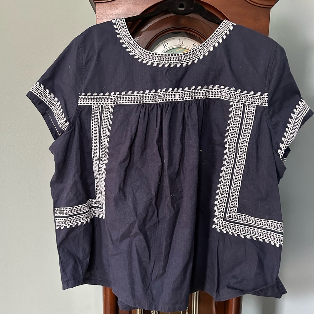 Falls creek top shirt blouse size 2X blue boho peasant